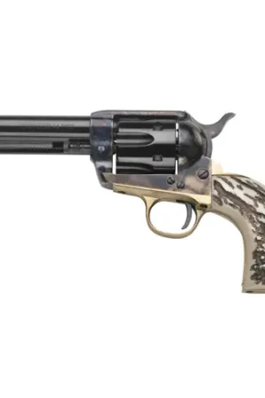 Clearance | TAYLORS AND COMPANY 1873 Cattleman 357 Mag 4.75" 6rd Revolver - Case Hardened | Stag Grip