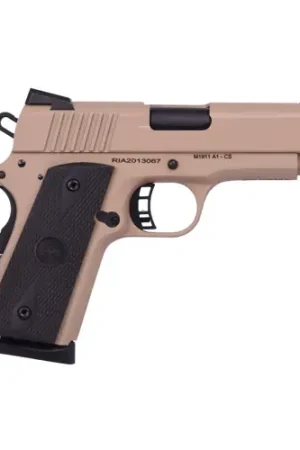 New Arrival | ROCK ISLAND M1911 A1 CS Tactical 45ACP 3.5" 7rd Pistol - FDE w/ Black Rubber Grips