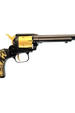 One Day Deal | HERITAGE MANUFACTURING Rough Rider 22 LR 4.75" 6rd Revolver | Gold HorseShoe Grip