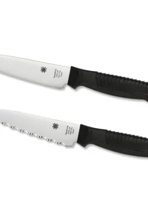 While Supplies Last - SPYDERCO Kitchen Paring Knife 4.5" Ltwt Black Serrated Edge