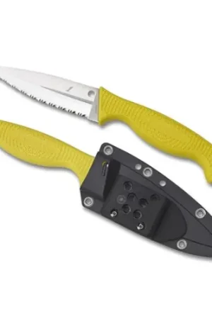 Fast Shipping | SPYDERCO Fish Hunter Lightweight Yellow H1 Serrated Edge