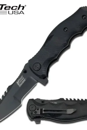 MTECH USA Xtreme 4" Black Upper Serrated Blade G10 | Top Rated