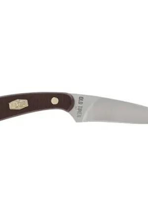 Popular - OLD TIMER Skinner Fixed 3.7" Blade with Gut Hook | Brown Sawcut Delrin Handles