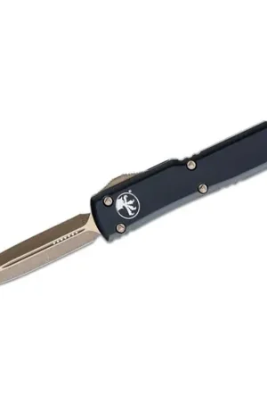 Best Seller | MICRO TECH KNIVES UTX-70 OTF Knife 2.41" Bronze Double Edge Dagger Blade - Black Handles