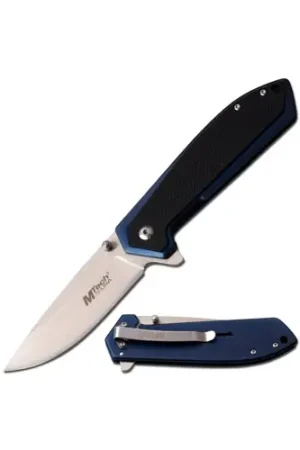 Fast Shipping - MTECH USA Manual Folding Knife 3.25" Drop Point Blade | Blue G10 Handles
