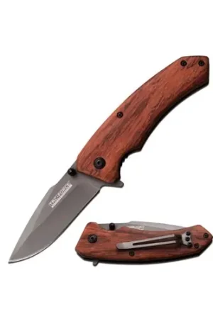 Affordable | TAC-FORCE USA TF-922 Spring Assisted Folding Knife 3.25" Drop Point Blade - Wood Handles w/ Clip