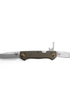 BENCHMADE 317 Weekender Slip Joint Knife - 2-Blade w/ Bottle Openinger - OD Green Micarta Handles | Reduced Price
