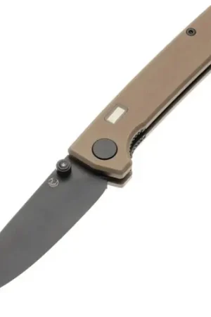 Fast Shipping | GLOW RHINO Fermi Knife - Desert Tan Scales Black Thumbstud