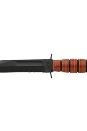 Discount | KA-BAR Short Straps USMC-Brown Leather Sheath Serr Edge