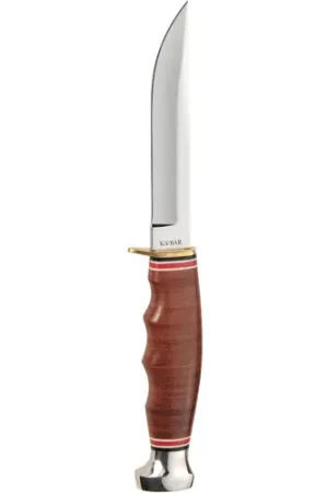 KA-BAR Hunter 8-1/8"-Stacked Leather Handle Straight Edge | Top Rated