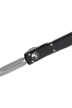 Special Buy | MICROTECH KNIVES Ultratech AUTO OTF Knife 3.46: Double-Edge Dagger Blade w/ Black Aluminum Handles
