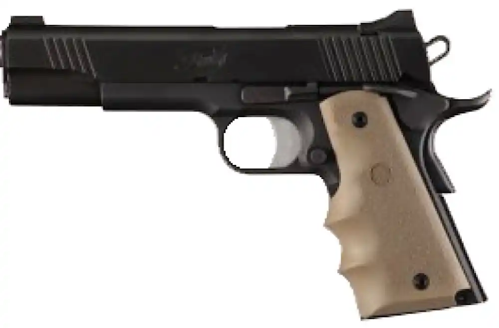 Hogue Rubber Grip 1911 Finger Groove Desert Tan | Buy Direct