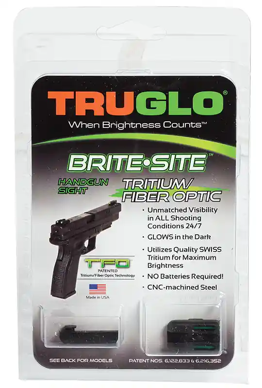 TruGlo Brite-Site TFO Square Low Set for Glock 42 and Glock 43 Green Fiber Optic Handgun Sight - Low Price