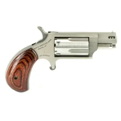 North American Arms Mini Rosewood Grips Ported 1.125-In .22 WMR Stainless/Silver Revolver - Latest