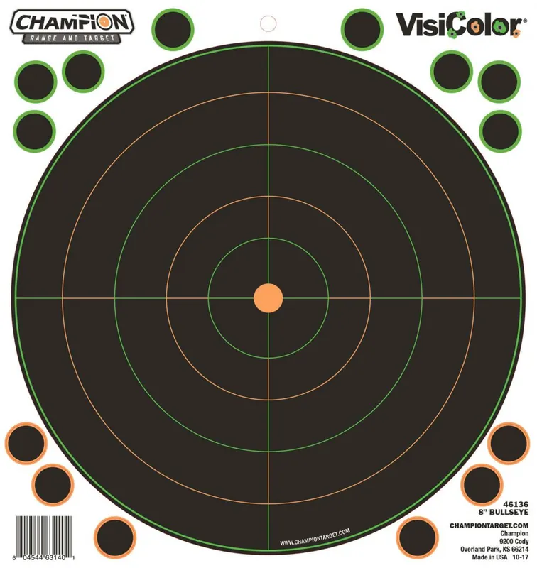 Highly Rated | Champion Targets VisiColor Self-Adhesive Paper 8 inch Bullseye Orange/Black