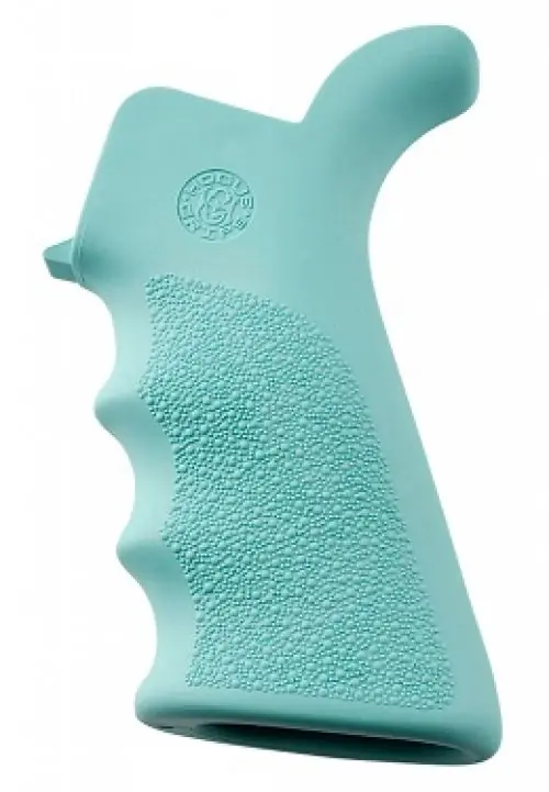 Hogue Rubber Grip Beavertail with Finger Grooves for AR-15 Aqua Blue - Best Price