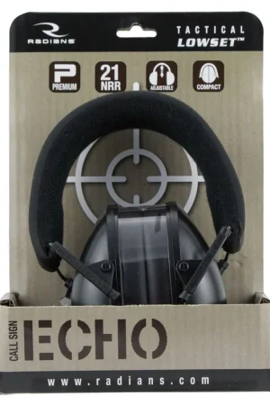 Radians Lowset Tactical Earmuff Polymer 21 dB Over-the-Head Black - Easy Returns