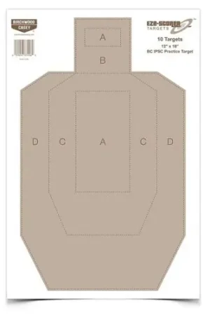 Reliable Choice | Birchwood Casey EZE-Scorer BC-IPSC 12x18 Target 100 Pack Tan