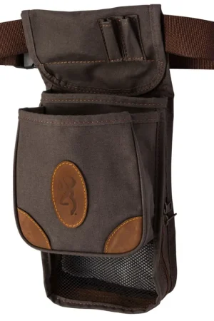 Low Stock | Browning Lona Deluxe Shell Pouch Flint Canvas Body Brown Leather Accents