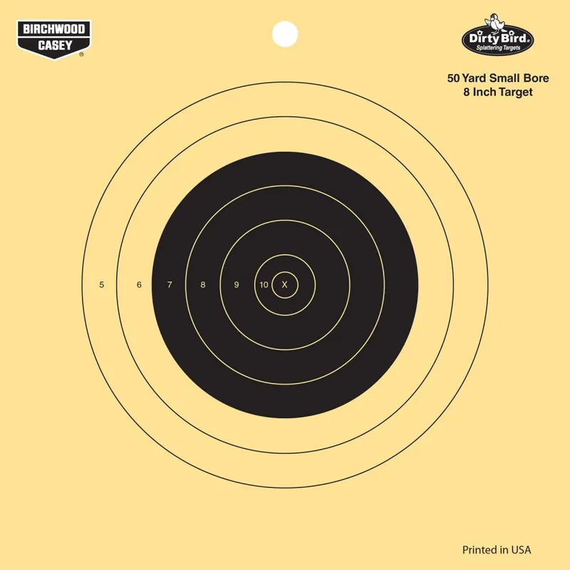 Birchwood Casey Dirty Bird 50yd Small Bore Hanging Tagboard 8" Bullseye Black/Tan | Top Pick