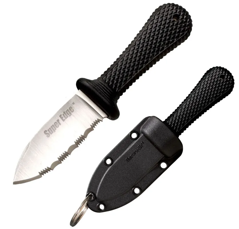 Cold Steel Super Edge 2 inch Spear Point Part Serrated Black - Limited Quantity