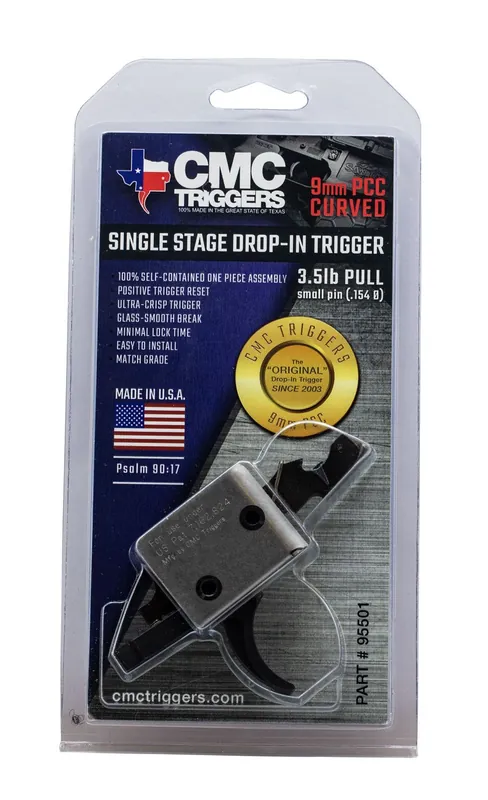 CMC Triggers Drop-In 9mm PCC AR-15/AR-10 Single Stage Curved Trigger - Clearance