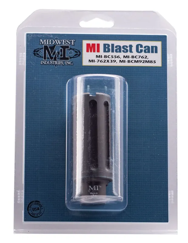 Available to Order - Midwest Industries AR-15 5.56x45mm NATO Blast Can Muzzle Device Black Hardcoat Anodized