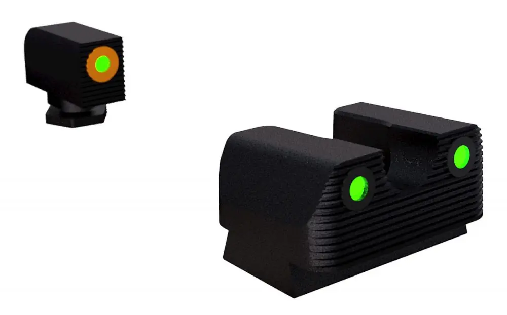 New Arrival - Rival Arms Tritium Night Sights for Glock 17/19 Green with Orange Outline