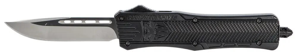 Cobratec CTK-1 Medium 3 in Drop Point Plain D2 Steel OTF Black Aluminum Handle | Top Pick