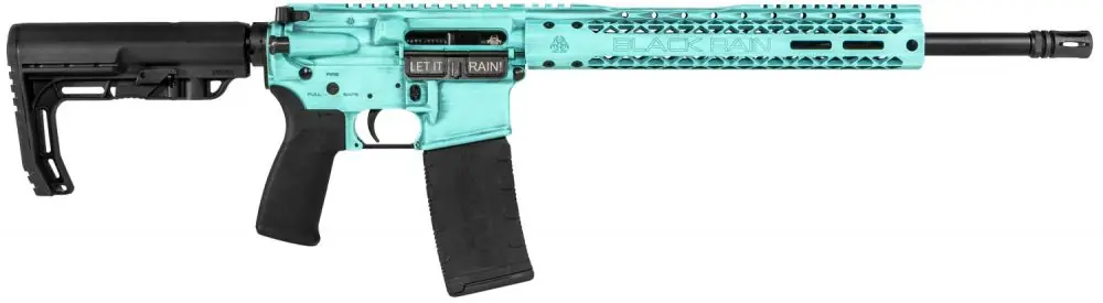 Black Rain Ordnance Spec15 Fusion MFT Minimalist 5.56 NATO/.223 Remington Tiffany Blue Battleworn Rifle - Reliable Choice