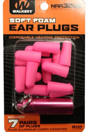 Best Seller - Walker's Foam Ear Plugs 32 dB Pink Adult 7 Pair Aluminum Canister