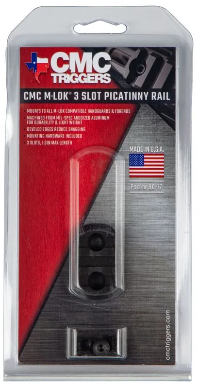 Shop Online | CMC Triggers M-LOK Rail 3-Slot Picatinny 1.60-inch Matte Black Hardcoat Anodized