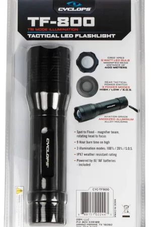 Deal | Cyclops TF-800 Tactical 800 Lumen LED Flashlight Black Anodized Aluminum