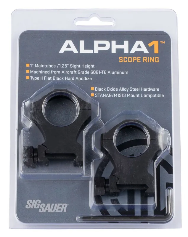 SIG Sauer ALPHA Hunting Rings Weaver 1 inch Extra High Black Matte - Easy Checkout