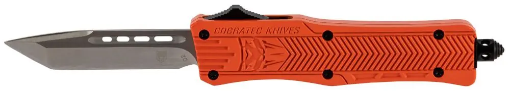 Popular Choice - Cobratec Knives CTK-1 Small 2.75in Drop Point OTF Orange Aluminum Handle