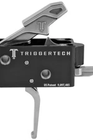 Premium | TriggerTech AR0-TBS-33-NNF Competitive AR Primary Drop-In Replacement Trigger Two-Stage Flat Face Non-Adjustable Natural Stainless Steel