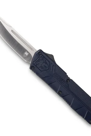Price Cut - Cobratec Knives Lightweight NYPD Blue OTF 3.25in Drop Point NYPD Blue Aluminum Handle