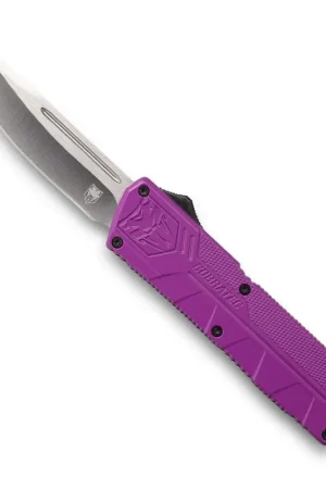 Great Buy | Cobratec Lightweight OTF 82mm D2 Drop Point Purple Aluminum Handle
