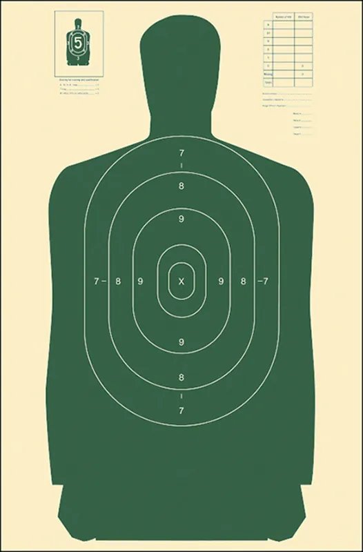 Action Target B-27SGREEN-100 B-27S Qualification Target Silhouette Hanging Paper Target 24" x 45" 100 Per Box | Special Deal