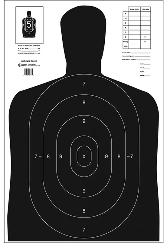 Action Target B-27E Economy Silhouette Hanging Paper Target Black - In Demand