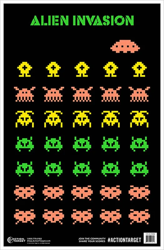 Great Value | ACTION TARGET INC GS-ALIENIN-100 Action Alien Invasion Hanging Paper 23" x 35" Aliens Black/Green/Peach/Yellow 100 Per Box