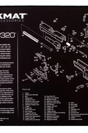 Quick Shipping - TekMat Ultra Premium Cleaning Mat SIG P320 Parts Diagram 15x20