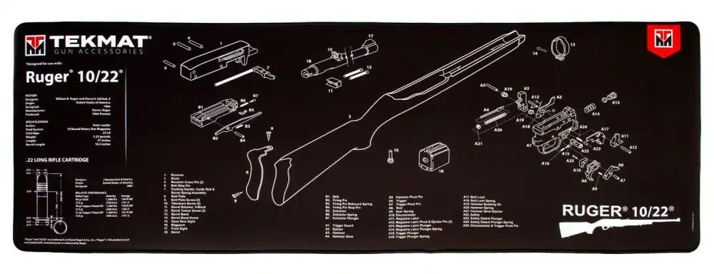 TekMat Ultra Premium Cleaning Mat Ruger 10-22 Parts Diagram 15x44 - Special Offer