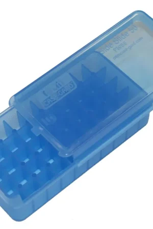 Available Now | MTM Case-Gard P50SS-45-24 Side-Slide Pistol Ammo Box Clear Blue