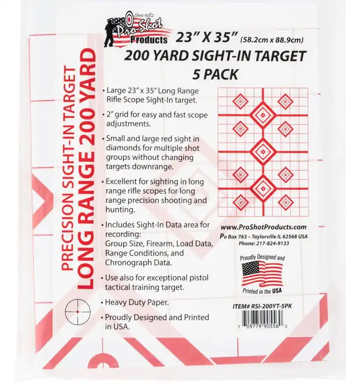Popular Choice - Pro-Shot Products Rifle Sight-In Paper 200 Yard Diamond 23 x 35 in Red/White 2 in Grid 5 Pack