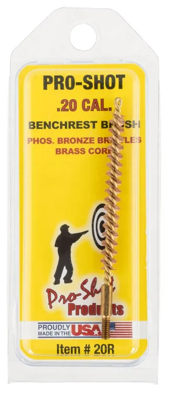 Pro-Shot Products Rifle Bore Brush 20 Cal Brass Core Bronze Bristle - Newly Added