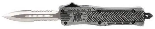 Cobratec Knives CTK-1 Small Part Serrated Stonewashed Aluminum OTF Dagger - Hurry