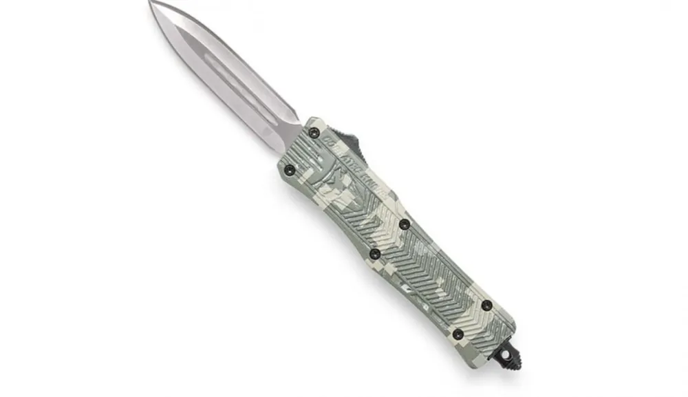 Cobra Tec Knives CTK-1 Dagger 2.75" Plain D2 Steel Winter Digi Camo Aluminum Handle OTF - Limited Quantity