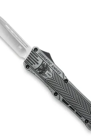 Only a Few Left | Cobra Tec Knives CTK-1 Large 3.75" Tanto Plain D2 Steel Stonewashed Aluminum Handle OTF