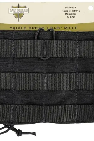 Same-Day Shipping | Tac Shield TACSHIELD (MILITARY PROD) Speed Load Triple Rifle Mag Pouch Black 1000D Nylon